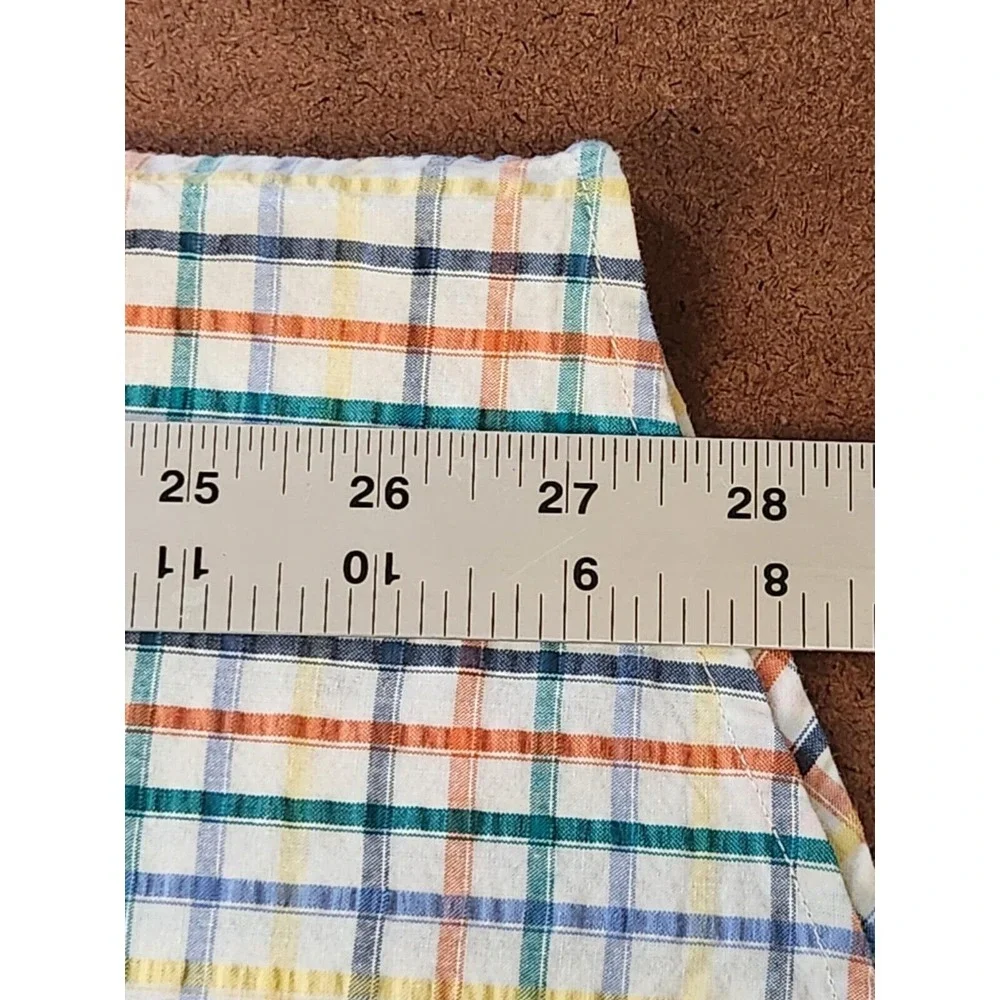 Banana Republic Seersucker Shirt‎ Men Sz Large Stripe Button Short Sleeve Casual